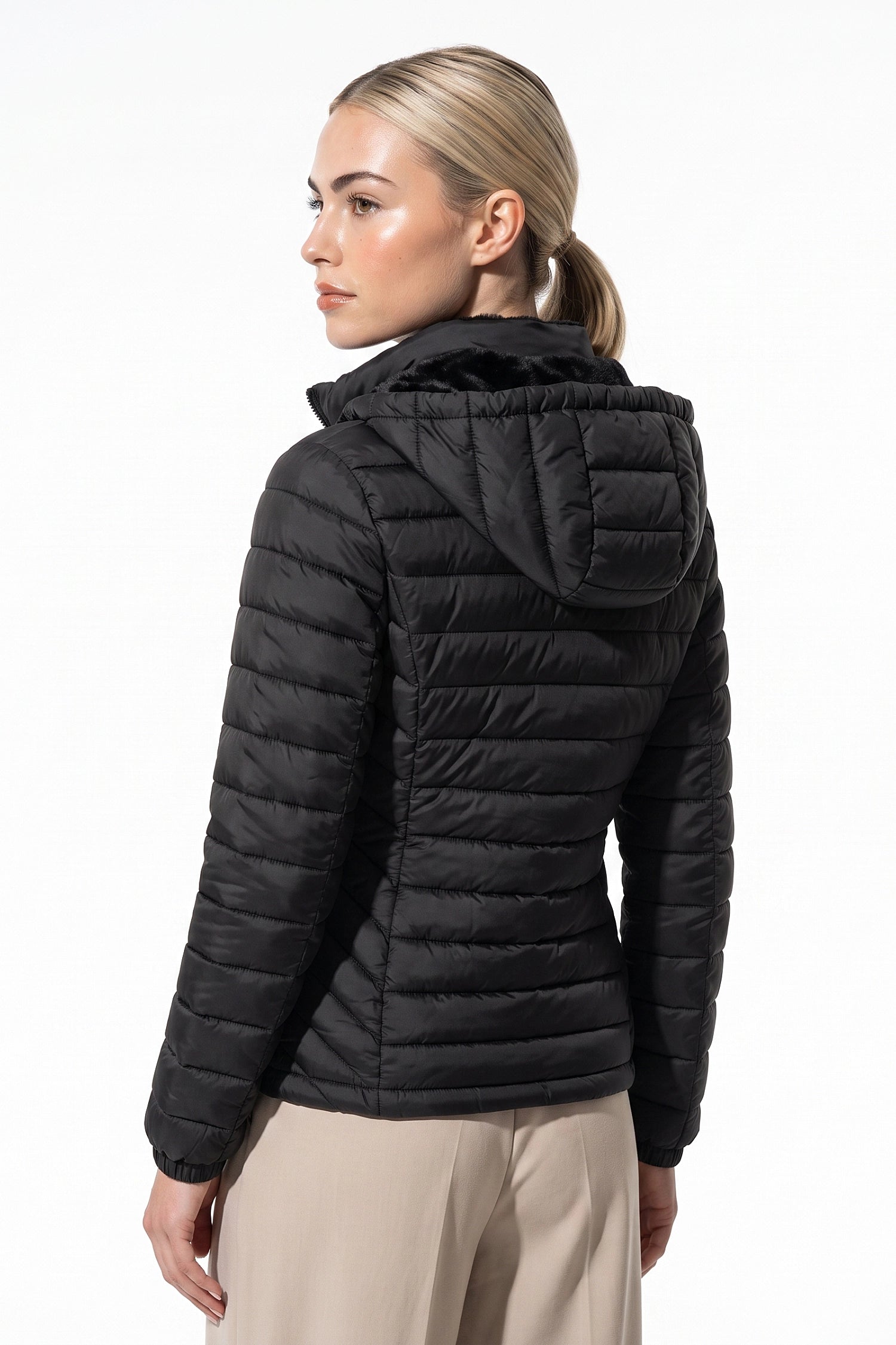 Women's Fleece Lined Warm Hooded Puffer Jacket