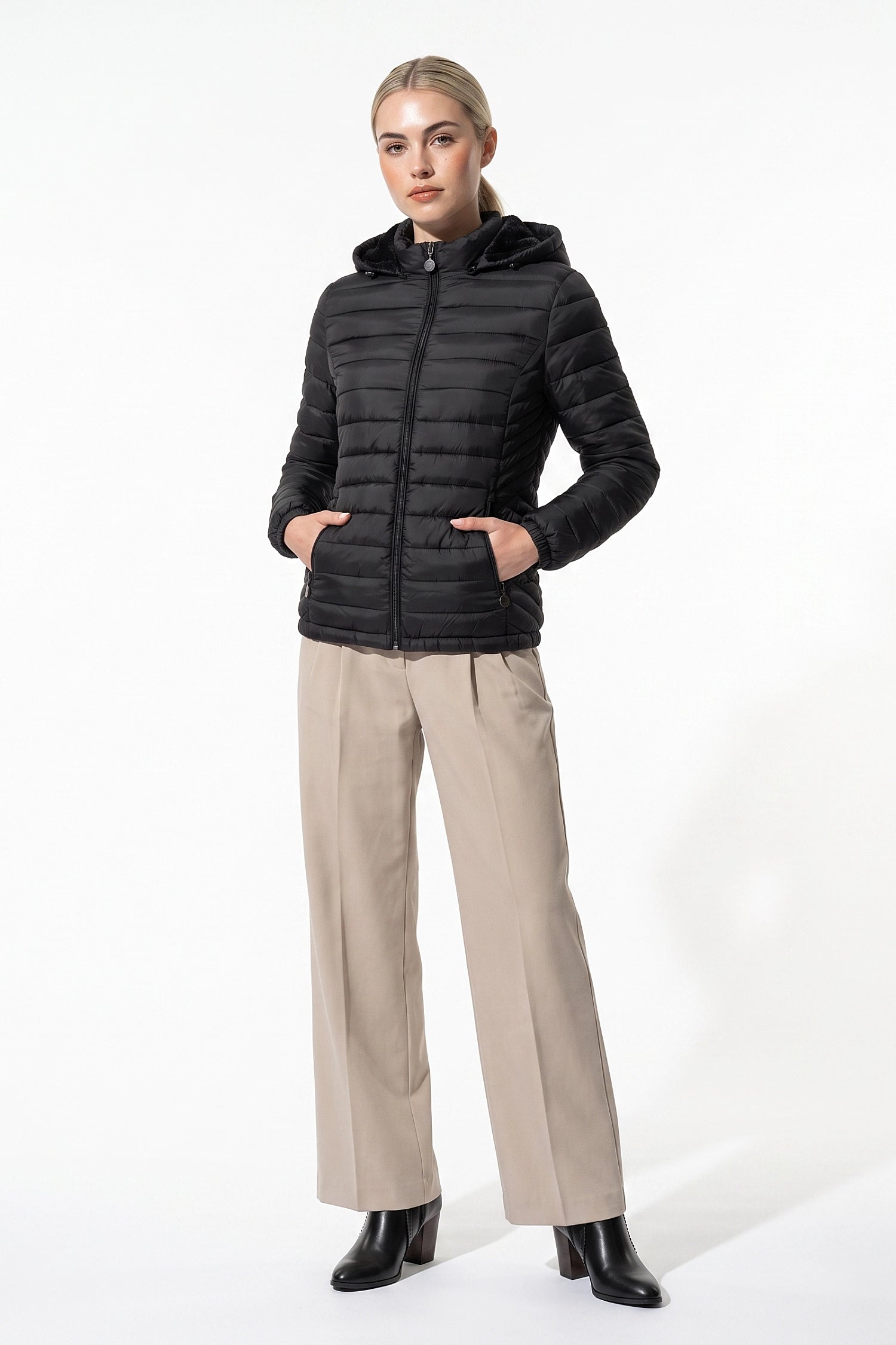 Women's Fleece Lined Warm Hooded Puffer Jacket