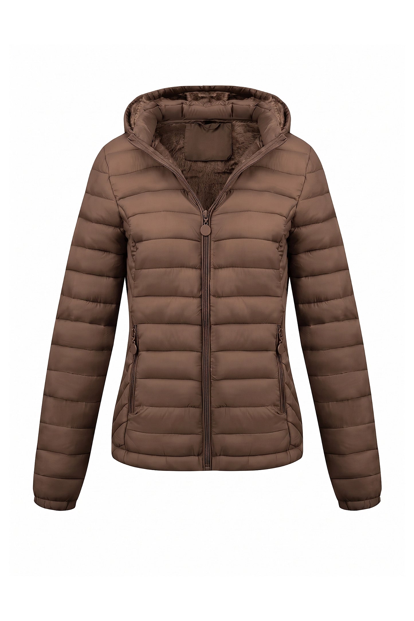 Women's Fleece Lined Warm Hooded Puffer Jacket