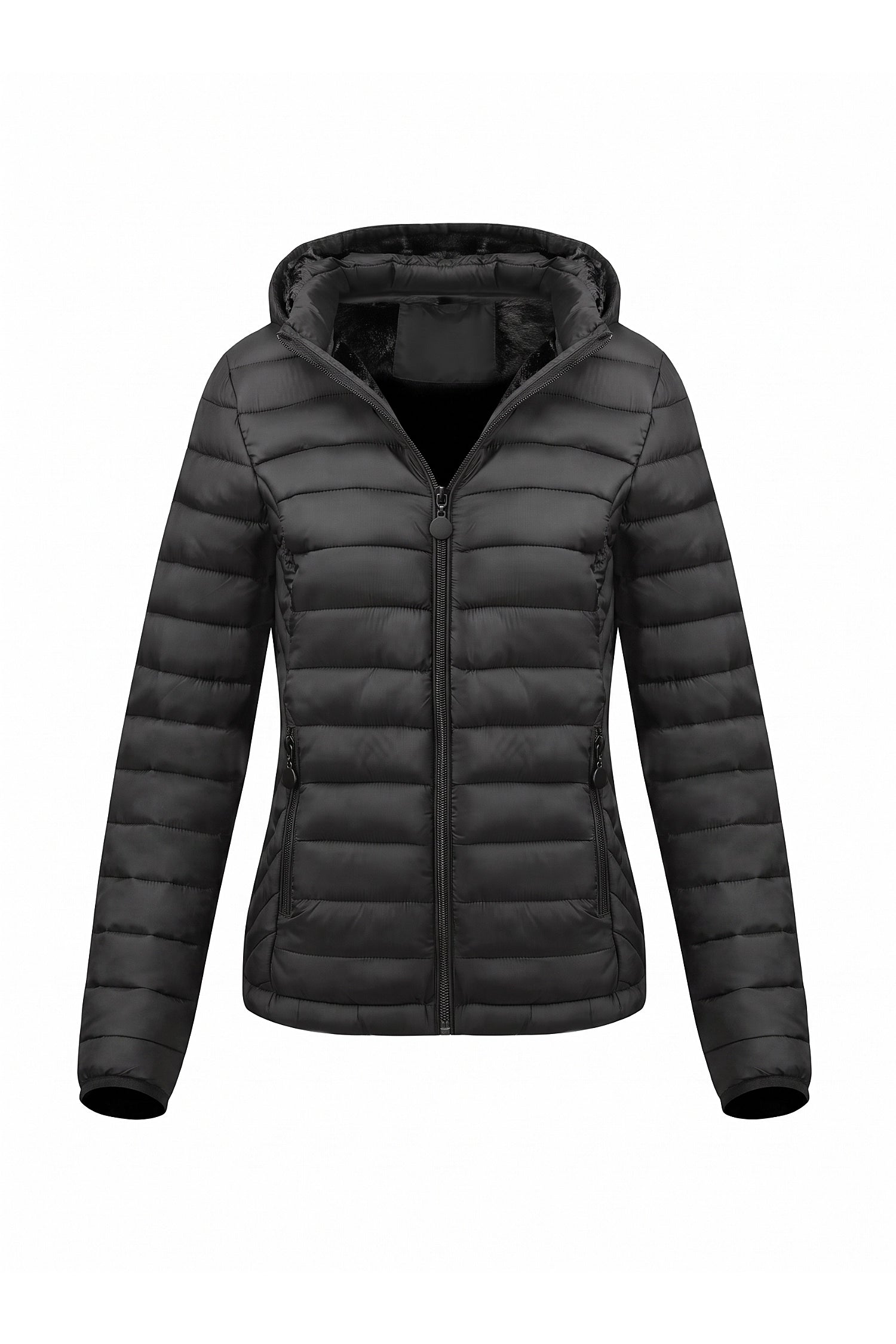 Women's Fleece Lined Warm Hooded Puffer Jacket