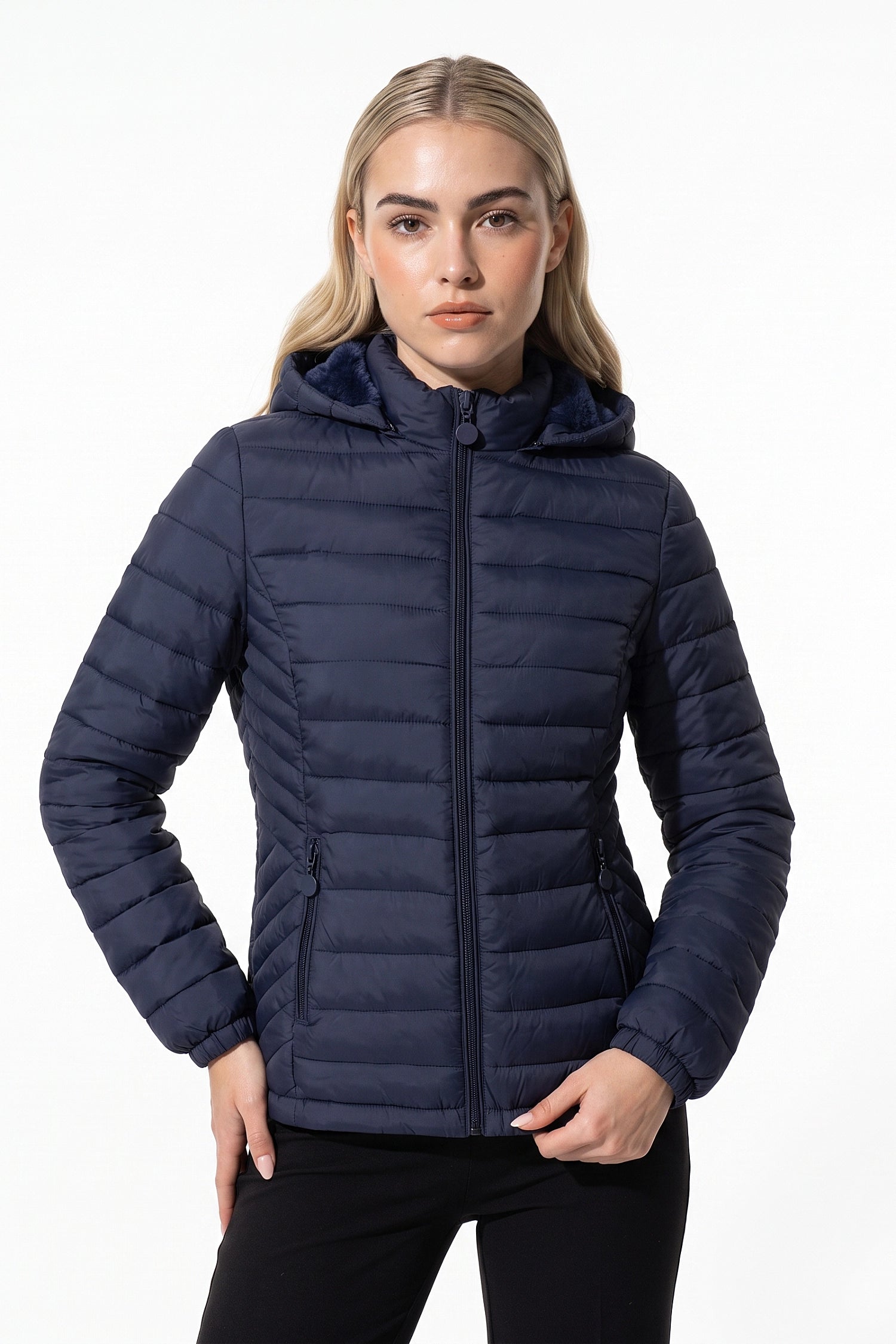 Women's Fleece Lined Warm Hooded Puffer Jacket