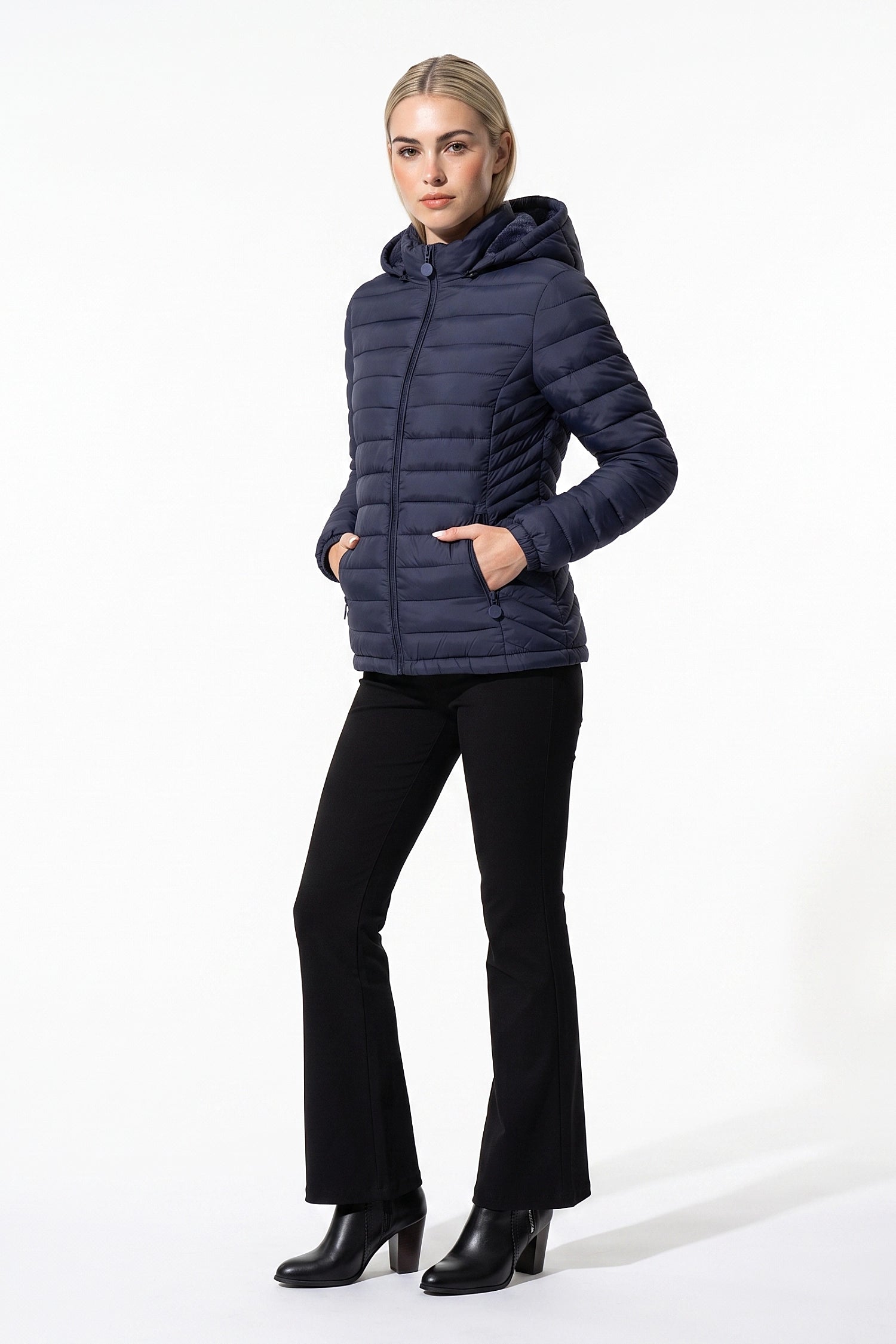 Women's Fleece Lined Warm Hooded Puffer Jacket