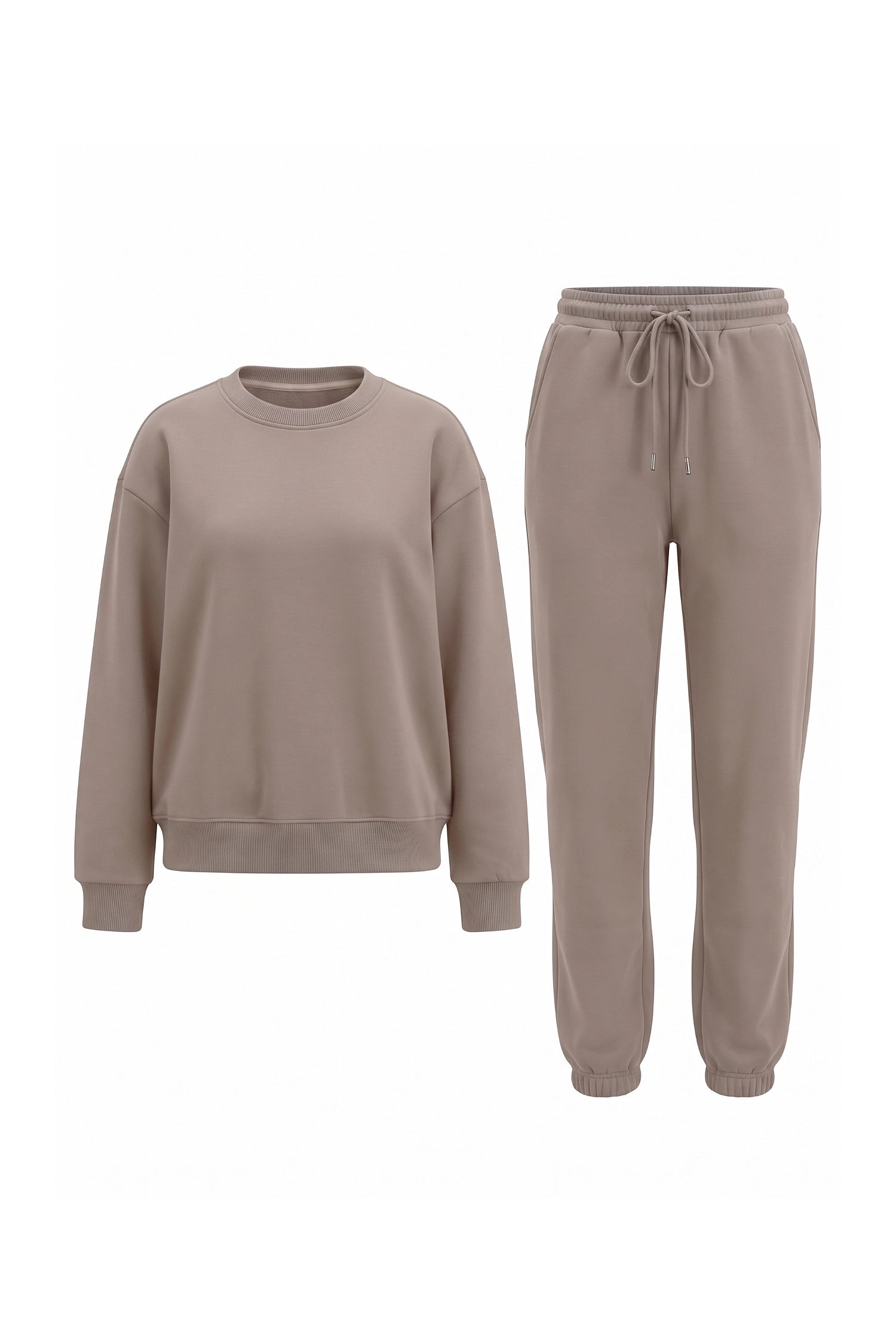 Women's Winter Relaxed Tracksuit Set with Crewneck Sweatshirt and Trousers