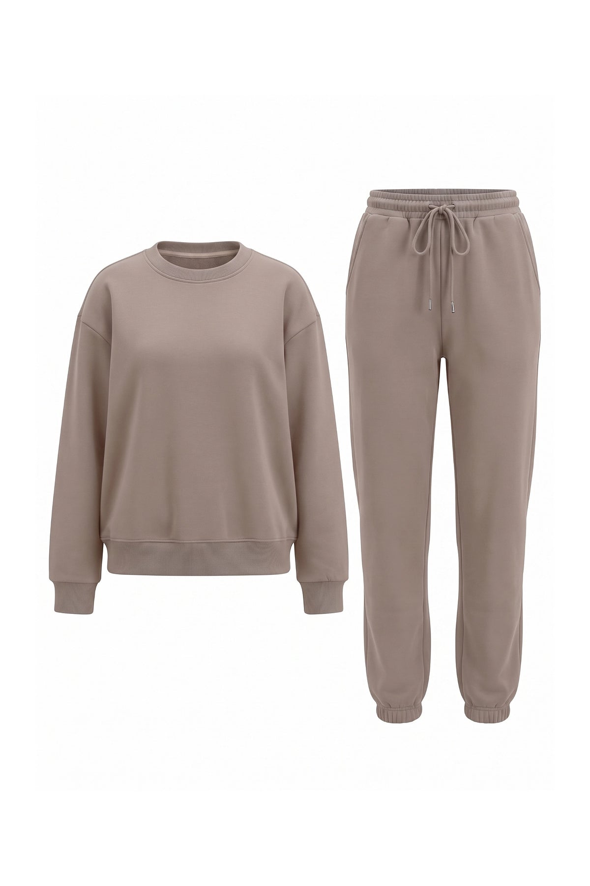Women's Winter Relaxed Tracksuit Set with Crewneck Sweatshirt and Trousers