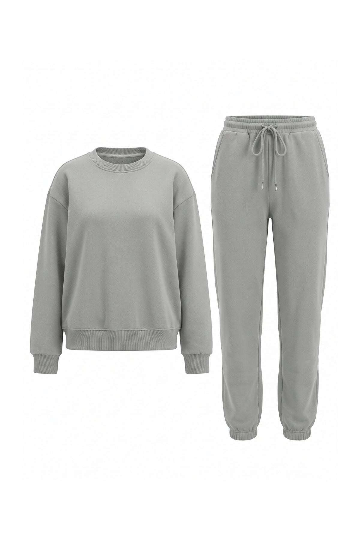 Women's Winter Relaxed Tracksuit Set with Crewneck Sweatshirt and Trousers