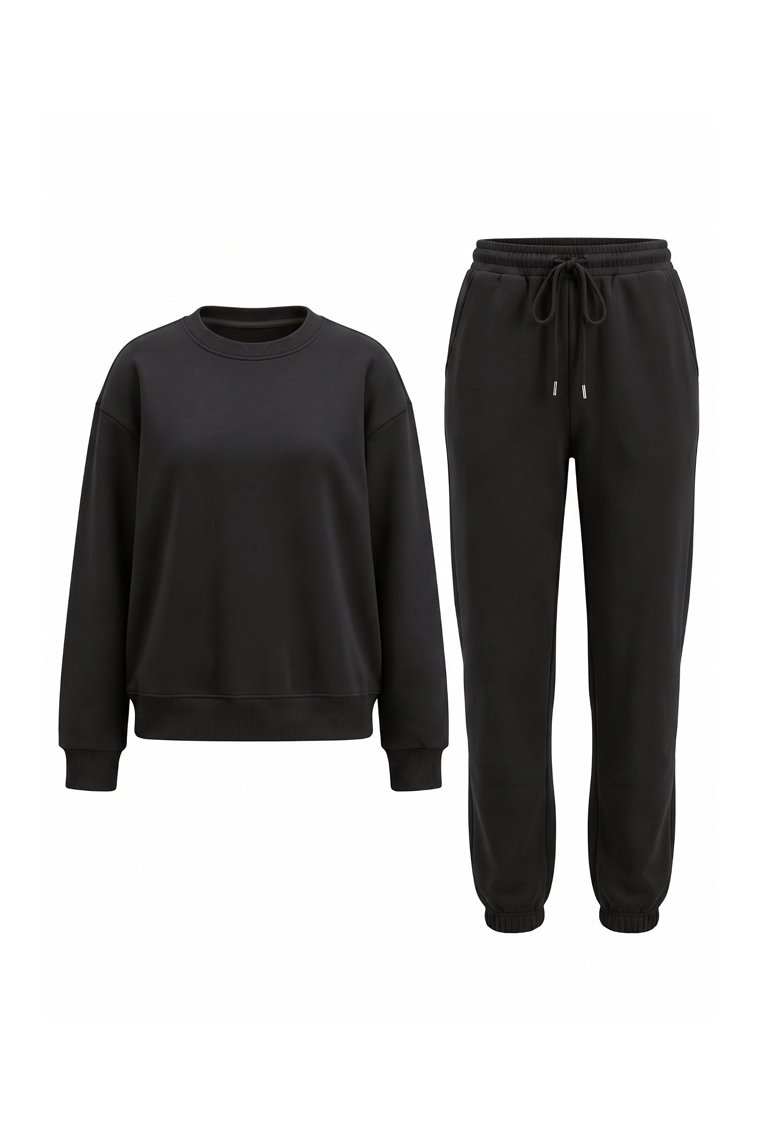 Women's Winter Relaxed Tracksuit Set with Crewneck Sweatshirt and Trousers