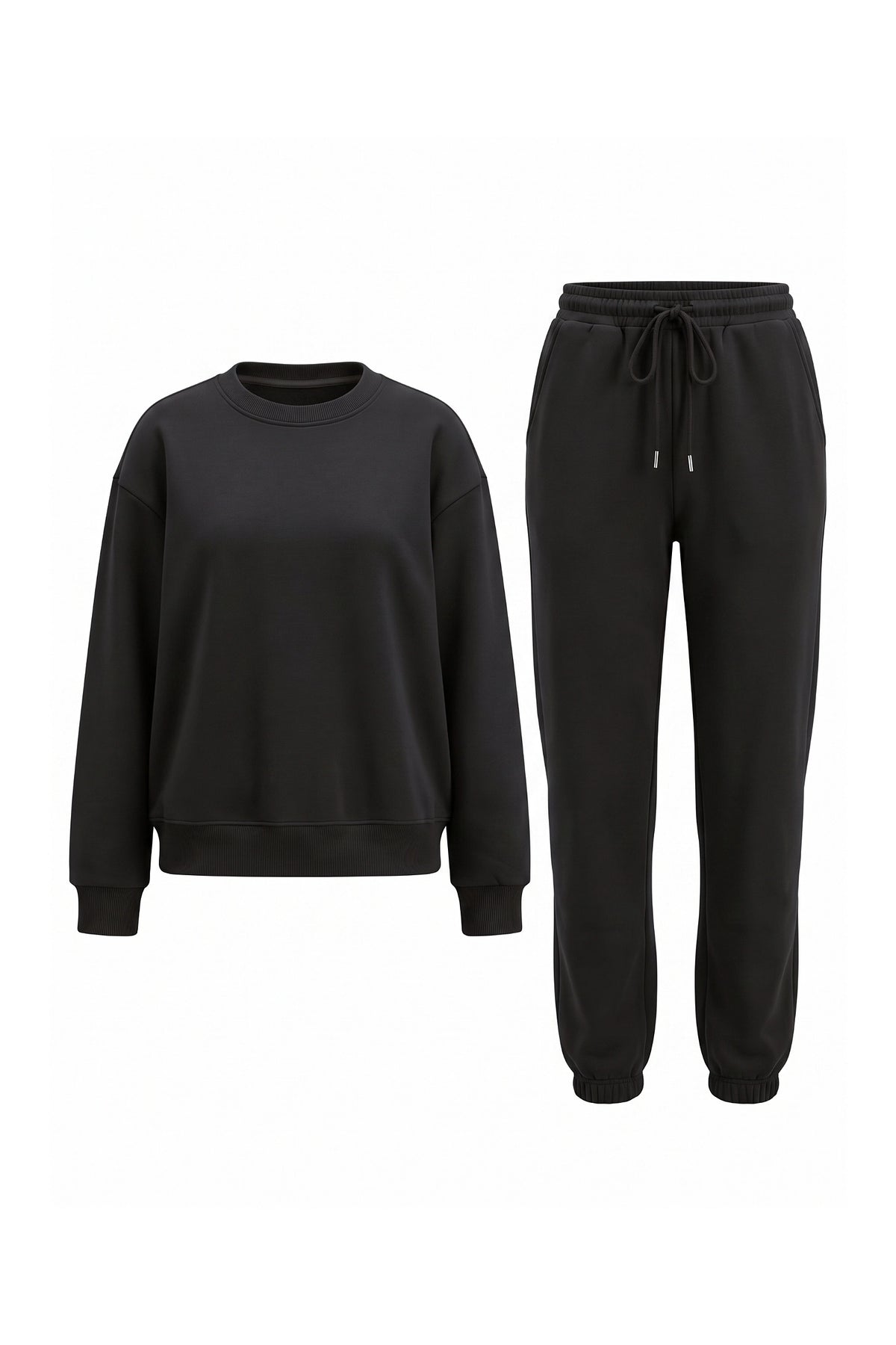 Women's Winter Relaxed Tracksuit Set with Crewneck Sweatshirt and Trousers