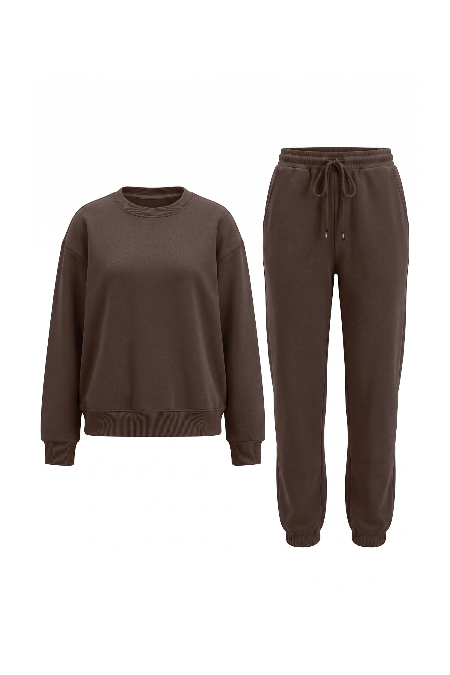 Women's Winter Relaxed Tracksuit Set with Crewneck Sweatshirt and Trousers