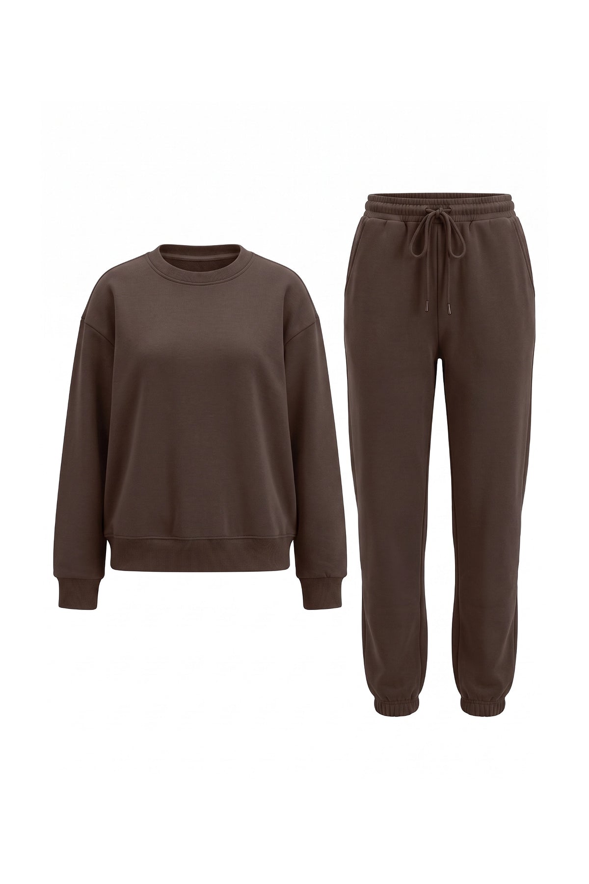 Women's Winter Relaxed Tracksuit Set with Crewneck Sweatshirt and Trousers