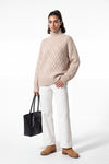 Women’s Winter Cosy Oversized Textured Knit Jumper Stand Up Collar