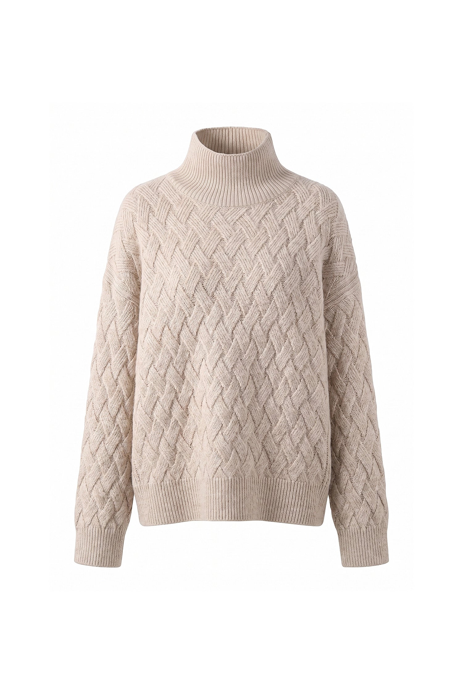 Women’s Winter Cosy Oversized Textured Knit Jumper Stand Up Collar