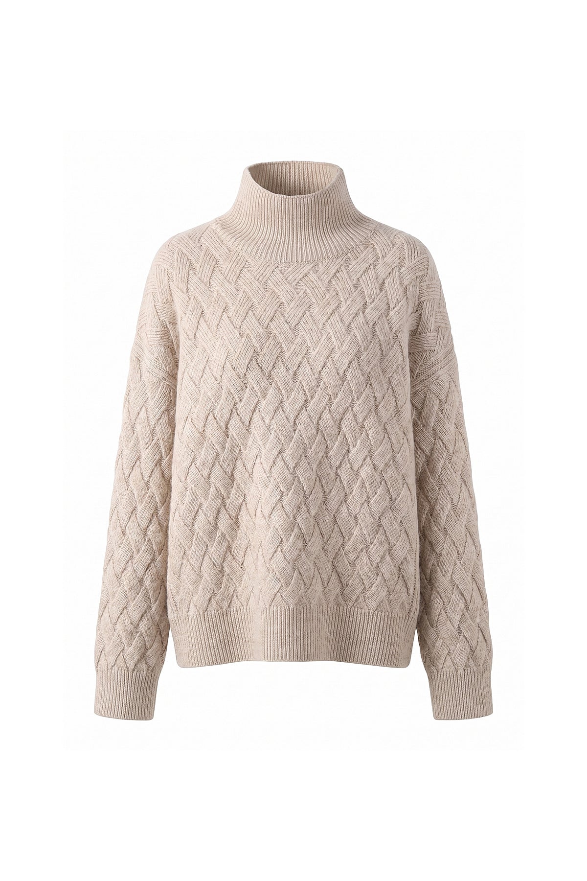 Women’s Winter Cosy Oversized Textured Knit Jumper Stand Up Collar