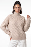 Women’s Winter Cosy Oversized Textured Knit Jumper Stand Up Collar