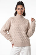 Women’s Winter Cosy Oversized Textured Knit Jumper Stand Up Collar