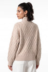 Women’s Winter Cosy Oversized Textured Knit Jumper Stand Up Collar