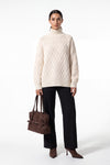 Women’s Winter Cosy Oversized Textured Knit Jumper Stand Up Collar