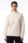 Women’s Winter Cosy Oversized Textured Knit Jumper Stand Up Collar
