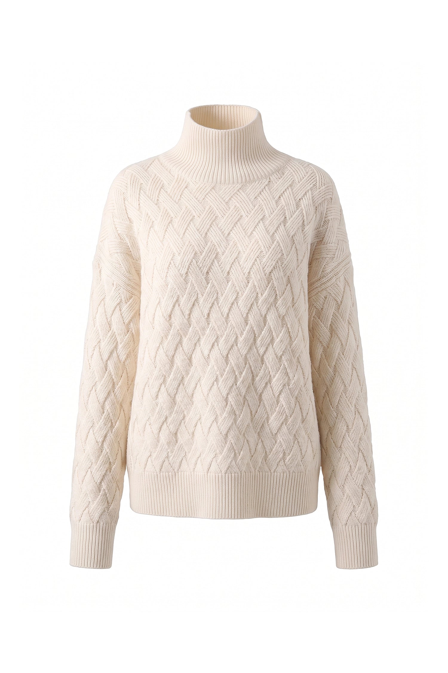 Women’s Winter Cosy Oversized Textured Knit Jumper Stand Up Collar