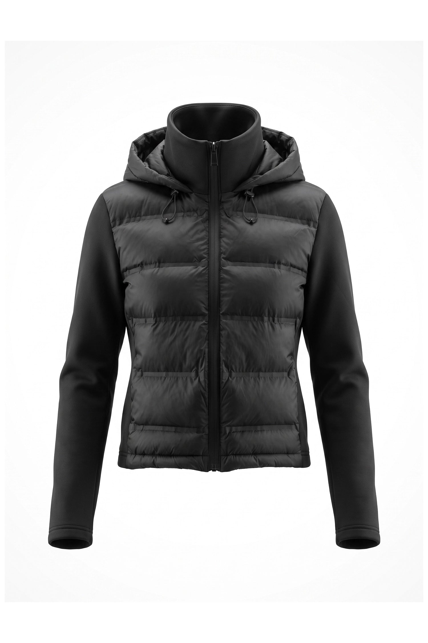 Women's Winter Active Hybrid Hooded Black Puffer Jacket