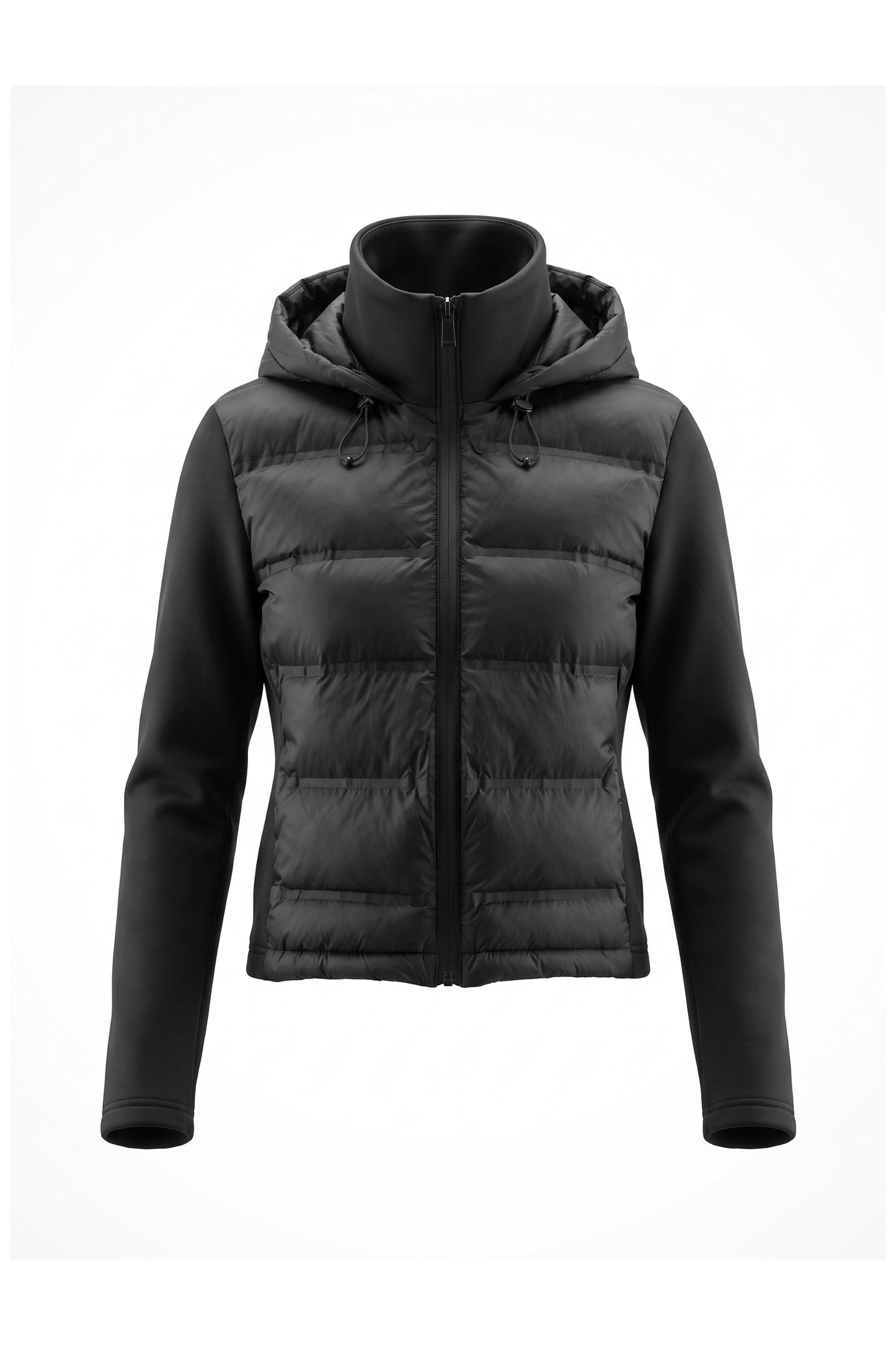 Women's Winter Active Hybrid Hooded Black Puffer Jacket