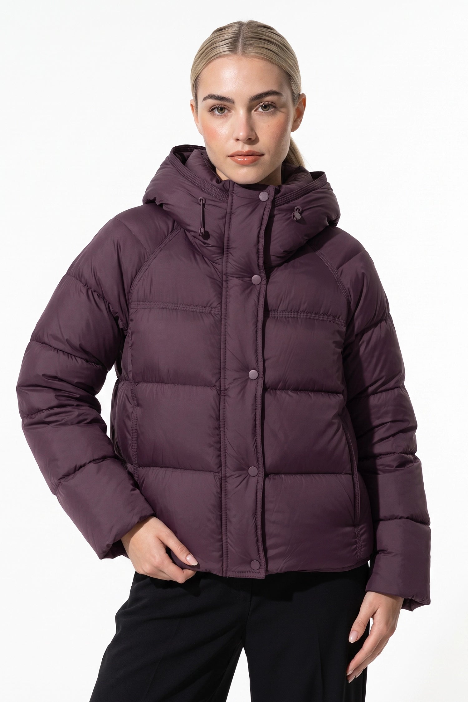 Women’s Winter Warm Hooded Puffer Jacket with Relaxed Cropped Fit