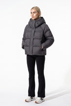 Women’s Winter Warm Hooded Puffer Jacket with Relaxed Cropped Fit