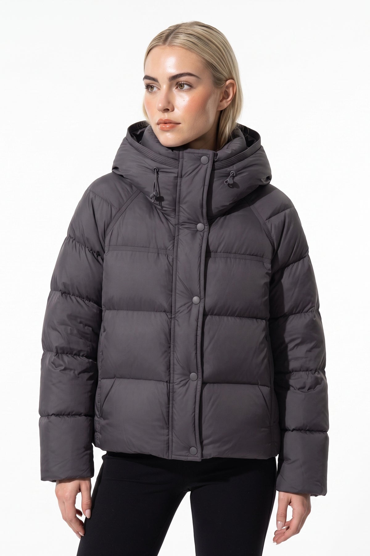 Women’s Winter Warm Hooded Puffer Jacket with Relaxed Cropped Fit