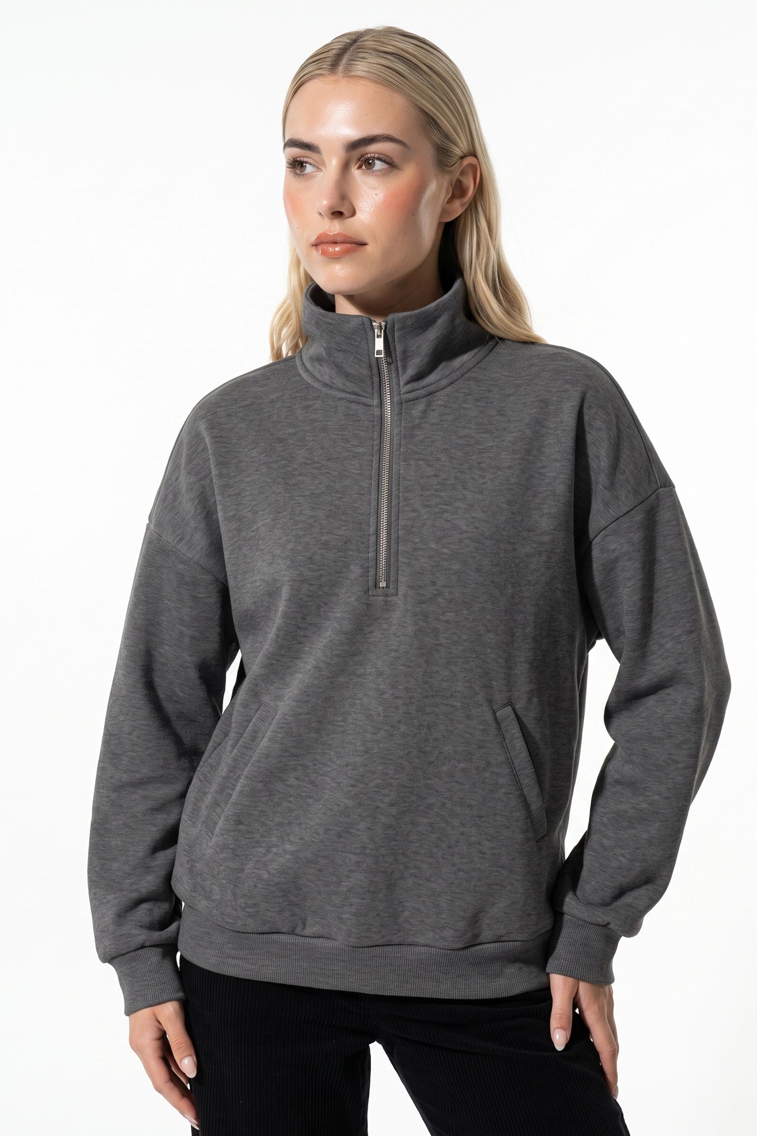 Women’s Winter Comfortable Quarter Zip Jumper with Oversized Fit