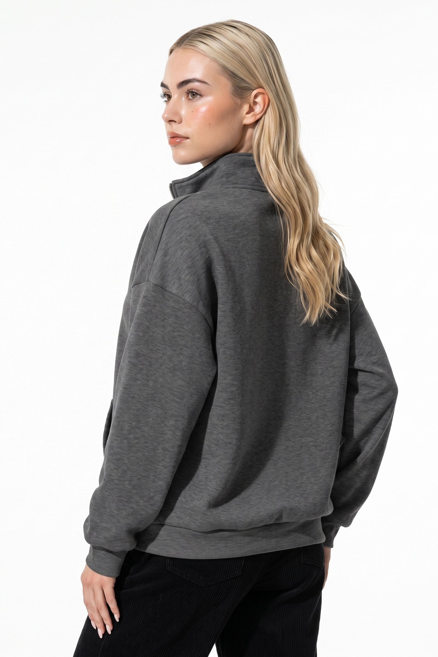 Women’s Winter Comfortable Quarter Zip Jumper with Oversized Fit