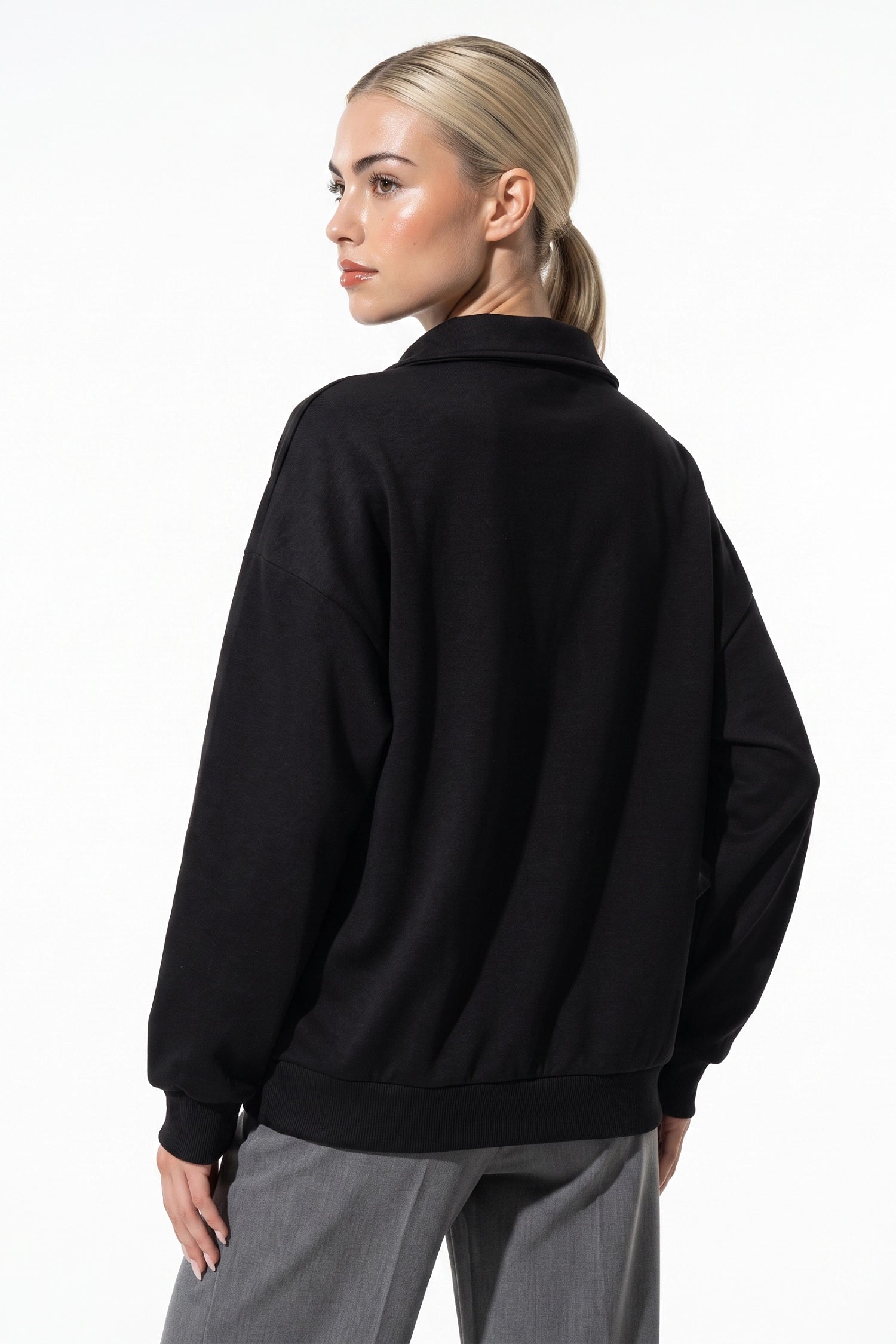 Women’s Winter Comfortable Quarter Zip Jumper with Oversized Fit