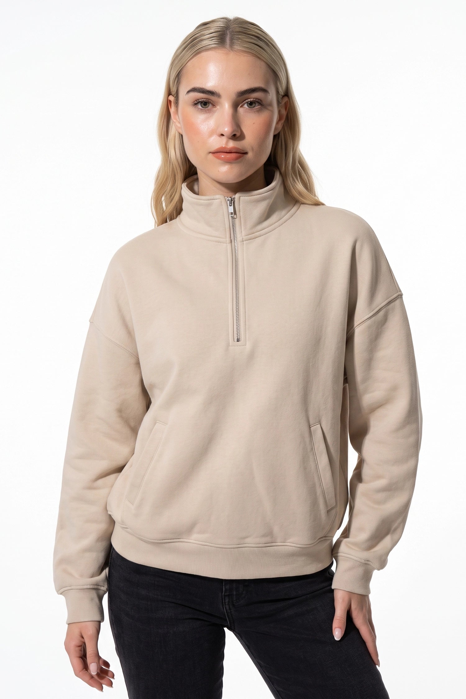 Women’s Winter Comfortable Quarter Zip Jumper with Oversized Fit