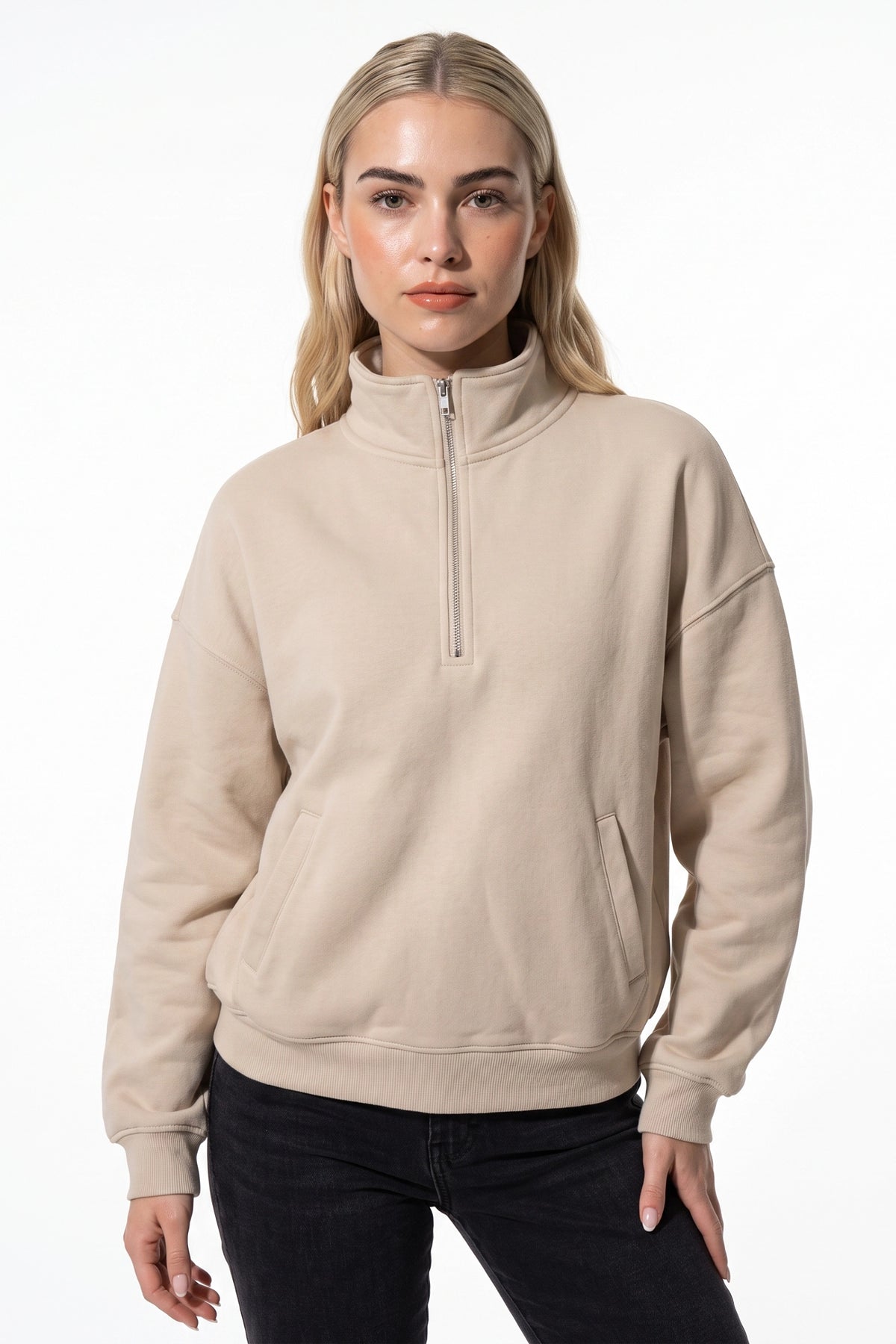 Women’s Winter Comfortable Quarter Zip Jumper with Oversized Fit