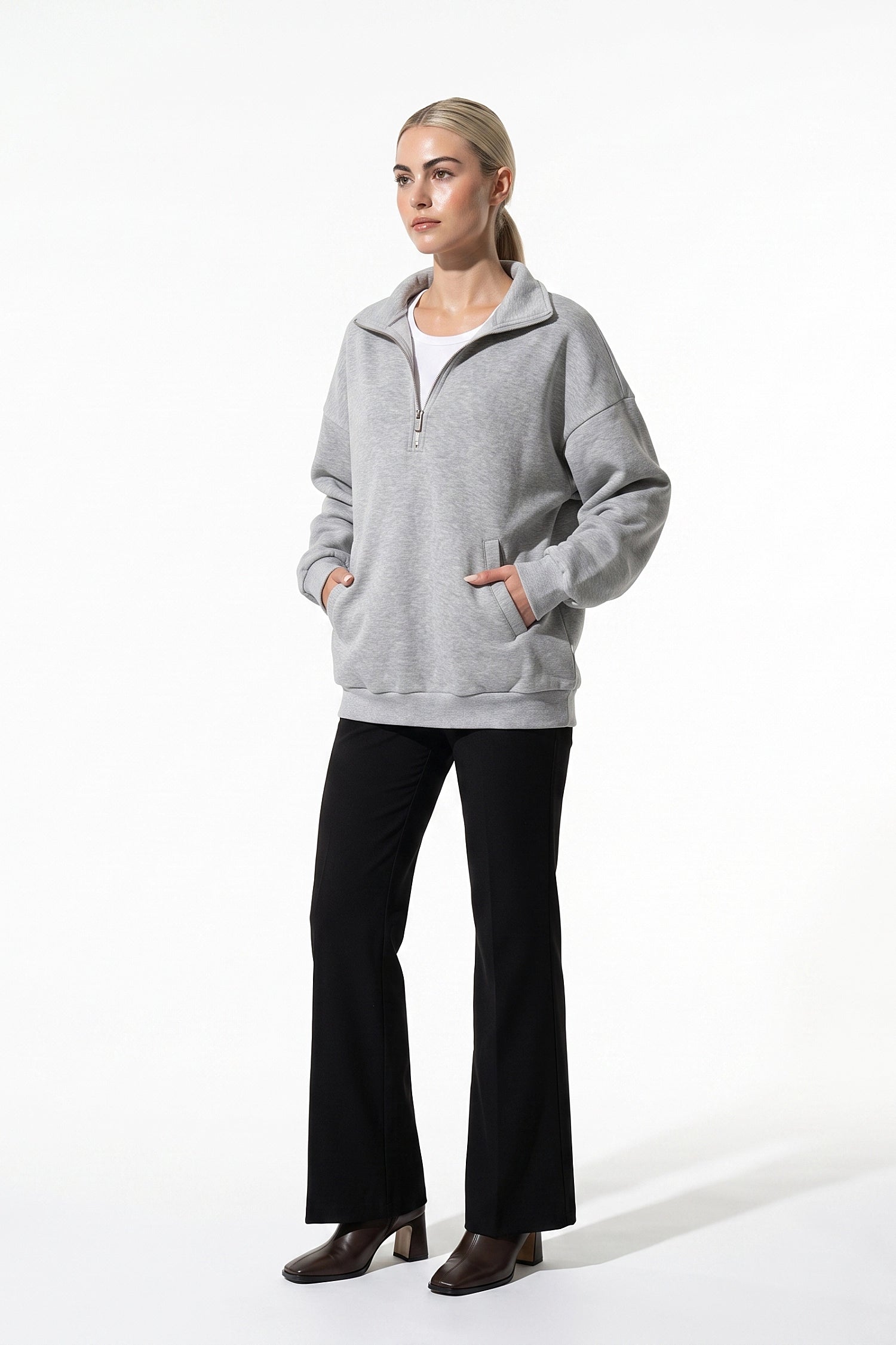 Women’s Winter Comfortable Quarter Zip Jumper with Oversized Fit
