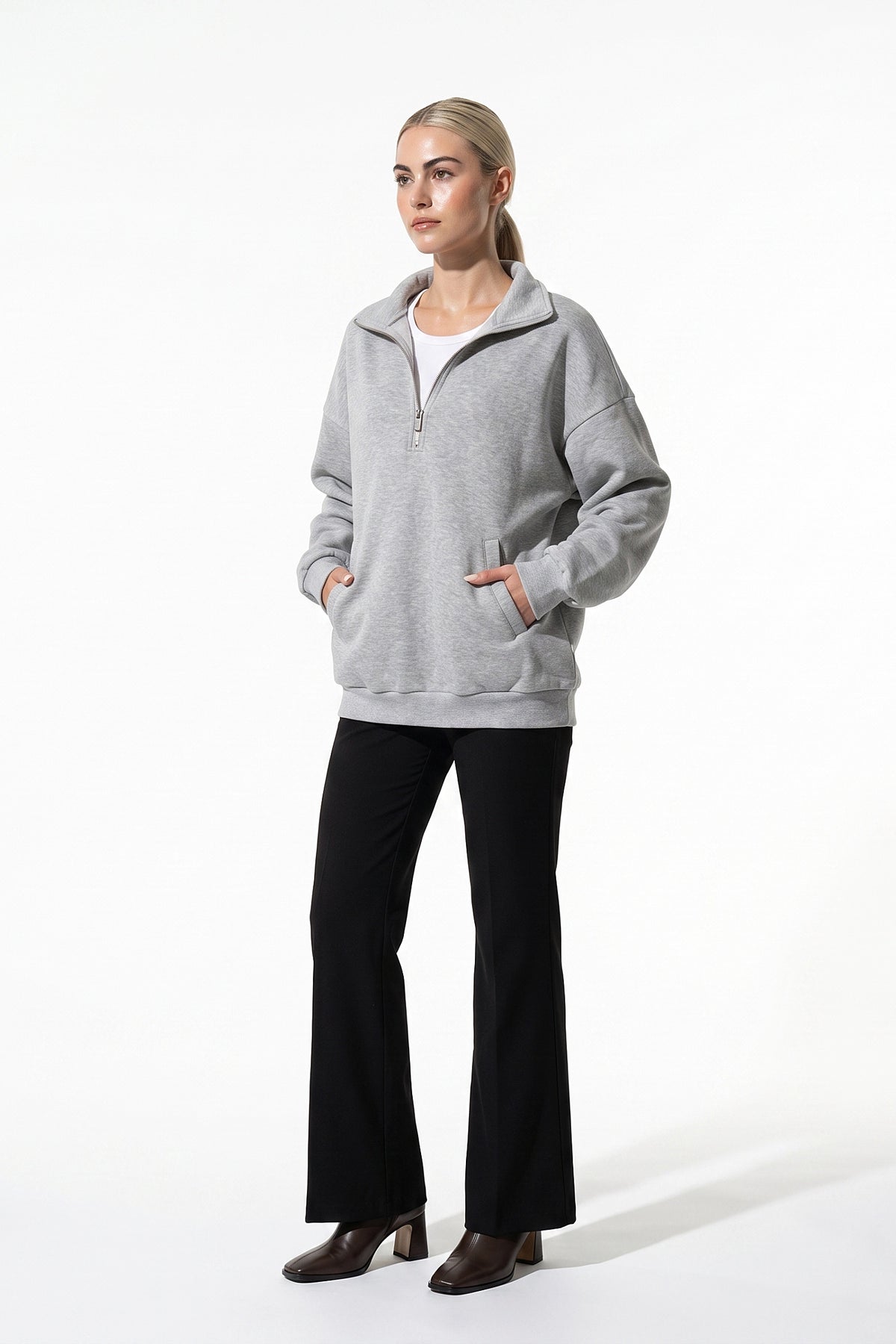 Women’s Winter Comfortable Quarter Zip Jumper with Oversized Fit