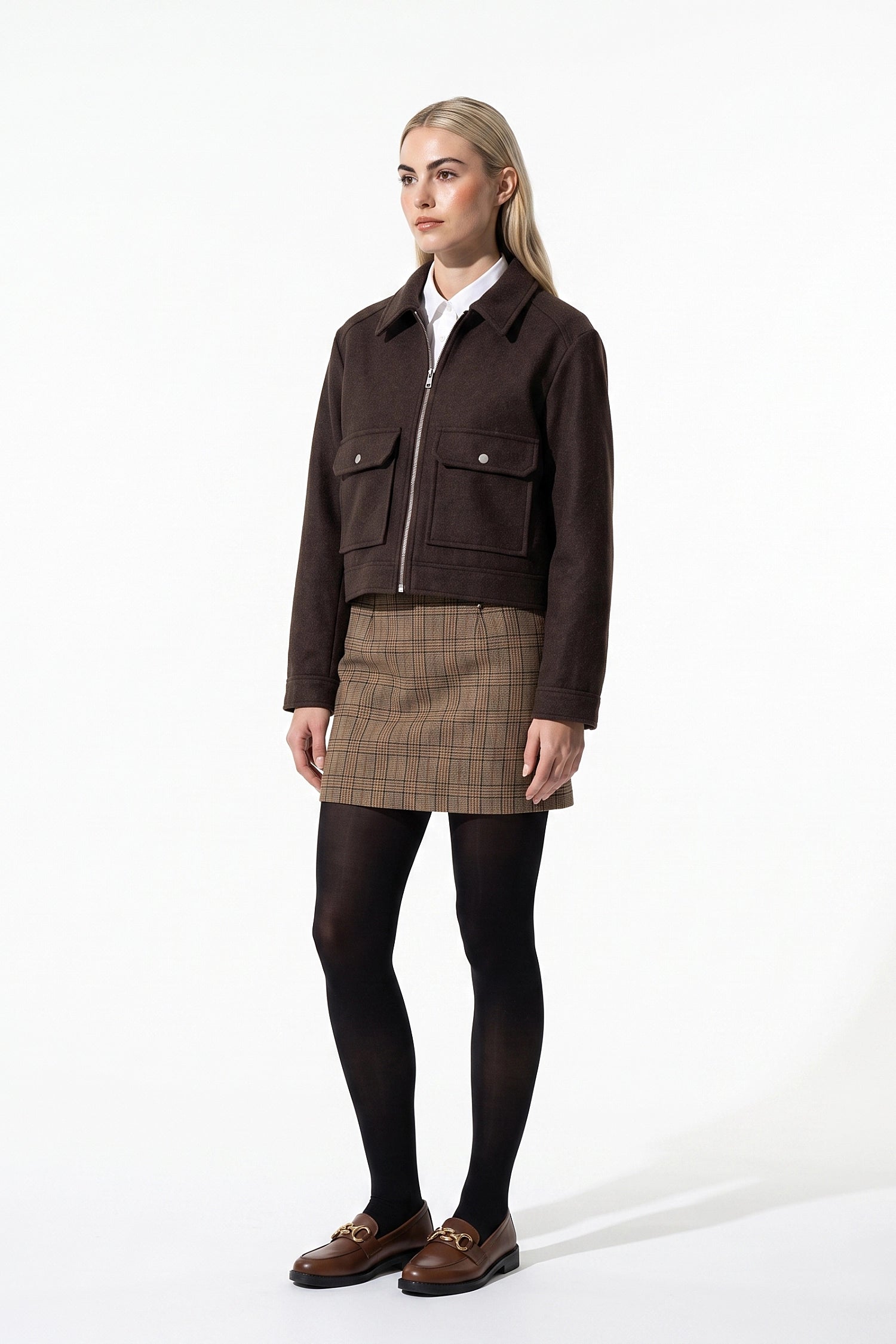 Women's Winter Versatile Cropped Jacket with Zip Up
