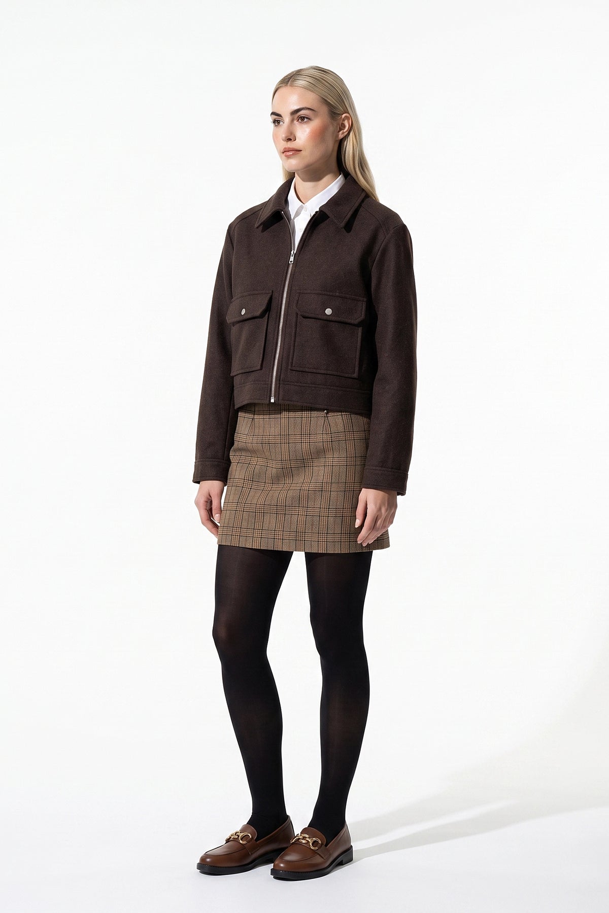 Women's Winter Versatile Cropped Jacket with Zip Up