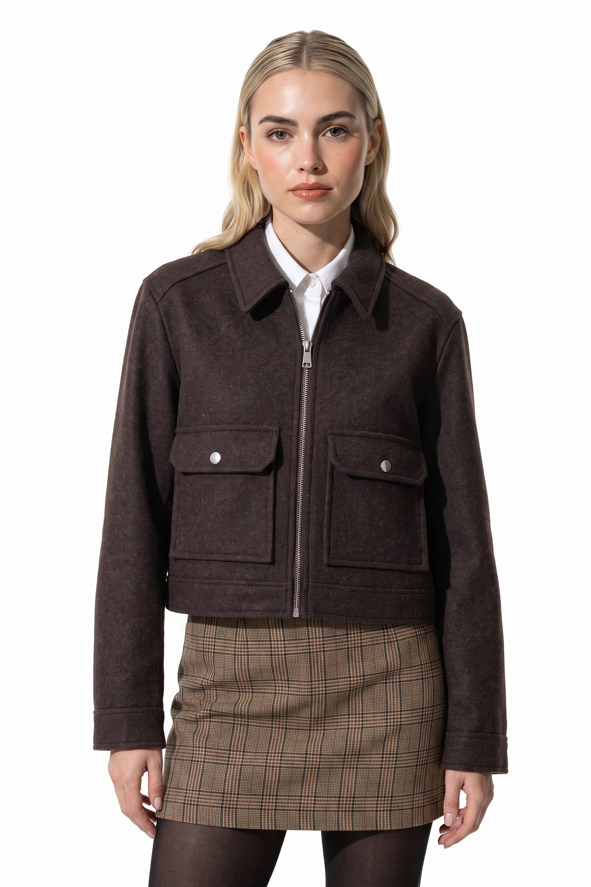Women's Winter Versatile Cropped Jacket with Zip Up