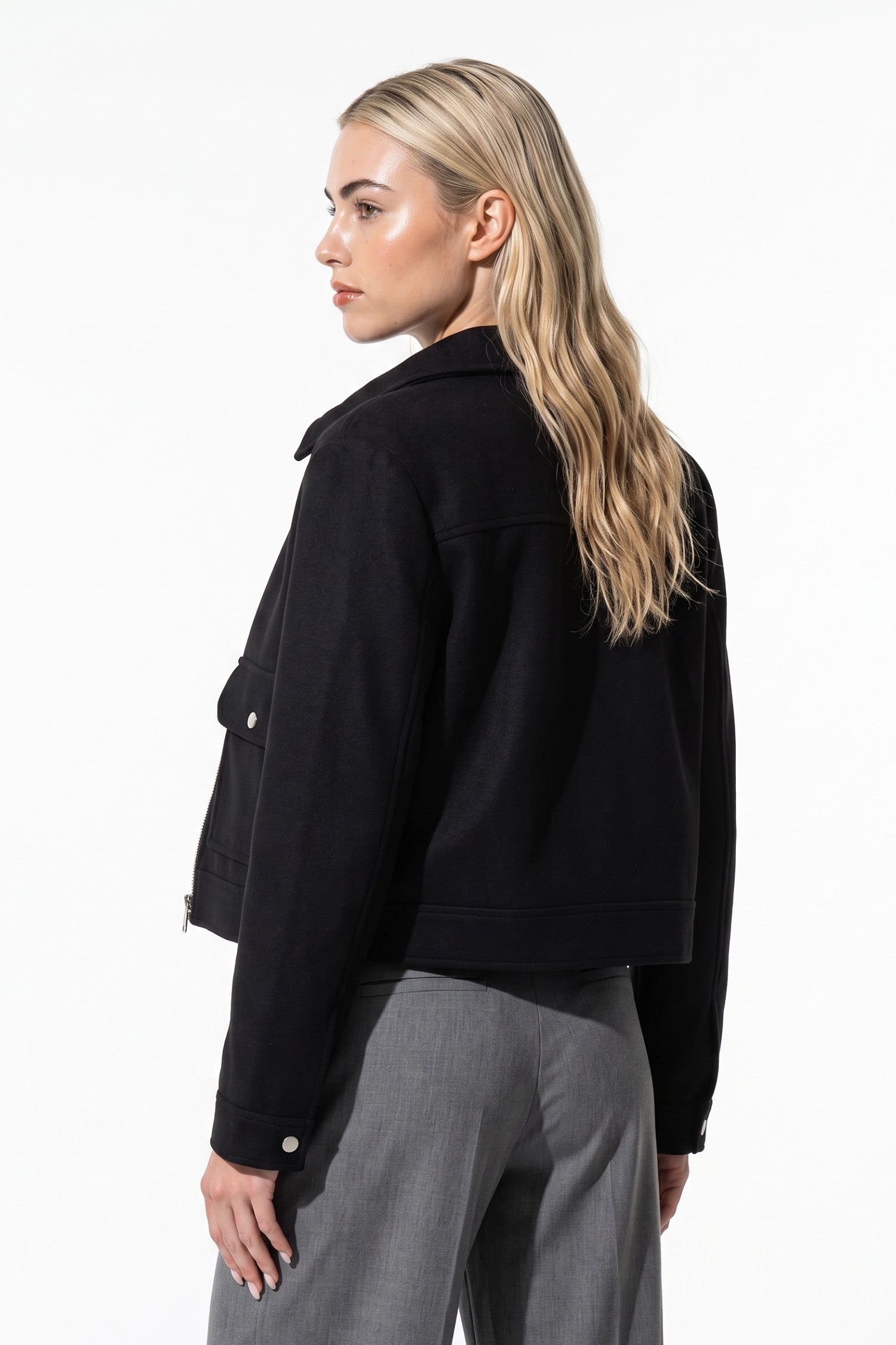 Women's Winter Versatile Cropped Jacket with Zip Up