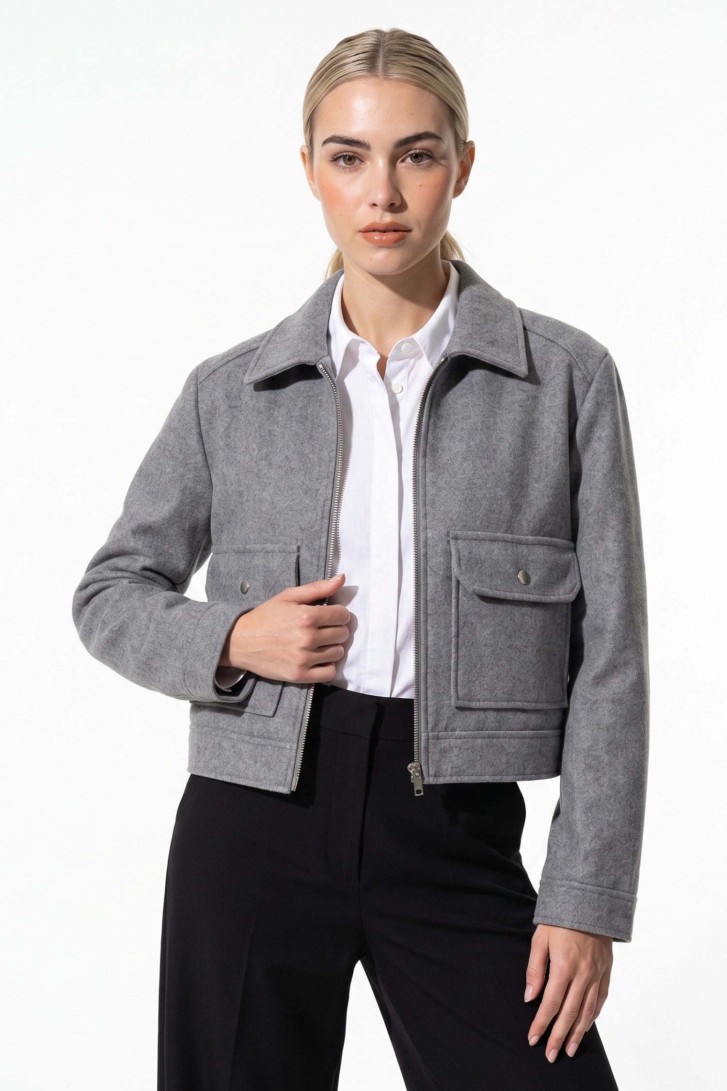 Women's Winter Versatile Cropped Jacket with Zip Up